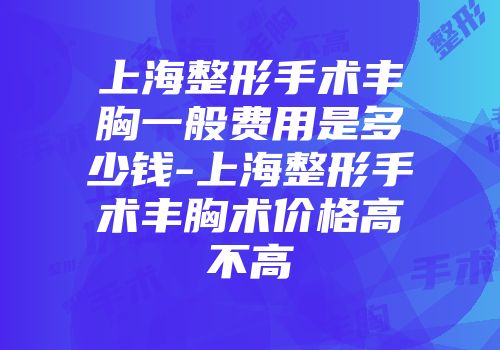 上海整形手术丰胸一般费用是多少钱-上海整形手术丰胸术价格高不高