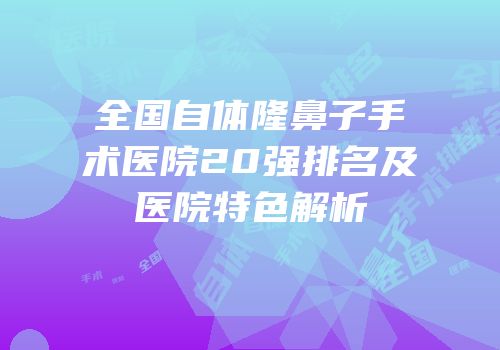 全国自体隆鼻子手术医院20强排名及医院特色解析