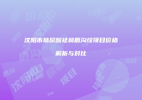 沈阳市玻尿酸祛鼻唇沟纹项目价格解析与对比