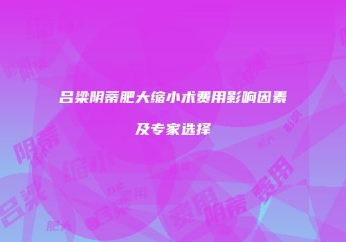 吕梁阴蒂肥大缩小术费用影响因素及专家选择