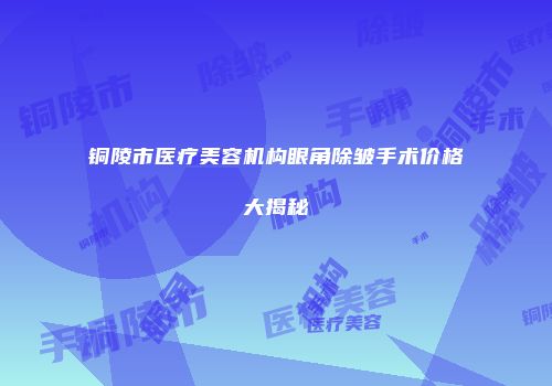 铜陵市医疗美容机构眼角除皱手术价格大揭秘