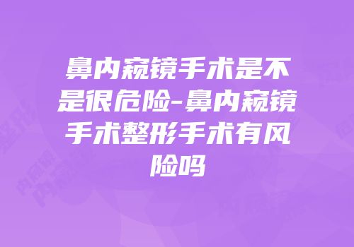 鼻内窥镜手术是不是很危险-鼻内窥镜手术整形手术有风险吗