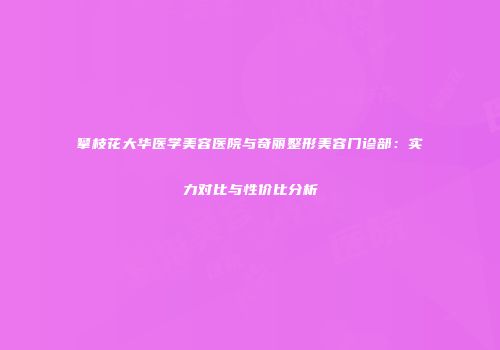 攀枝花大华医学美容医院与奇丽整形美容门诊部：实力对比与性价比分析