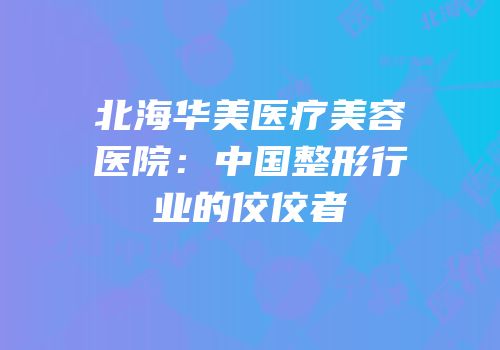 北海华美医疗美容医院：中国整形行业的佼佼者
