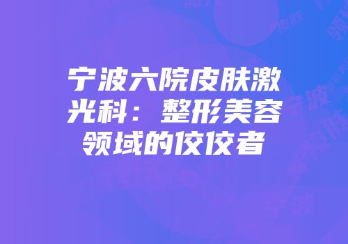 宁波六院皮肤激光科：整形美容领域的佼佼者