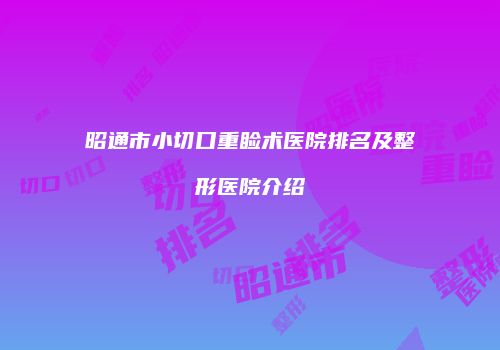 昭通市小切口重睑术医院排名及整形医院介绍