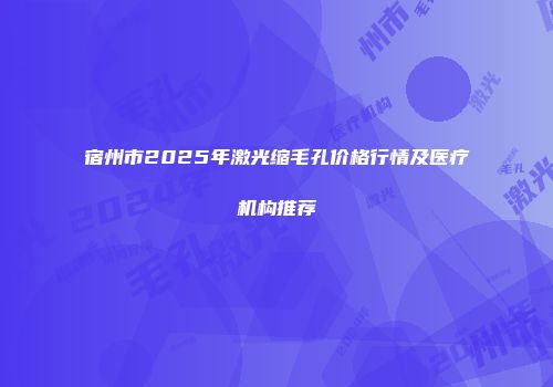 宿州市2025年激光缩毛孔价格行情及医疗机构推荐