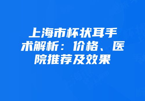 上海市杯状耳手术解析：价格、医院推荐及效果