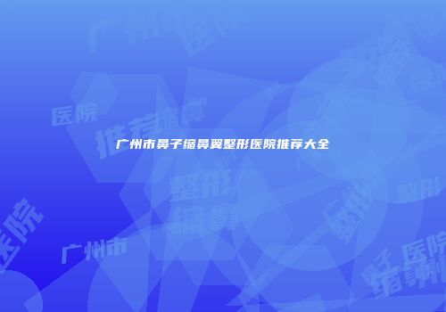 广州市鼻子缩鼻翼整形医院推荐大全