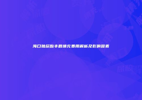 海口玻尿酸丰唇填充费用解析及影响因素