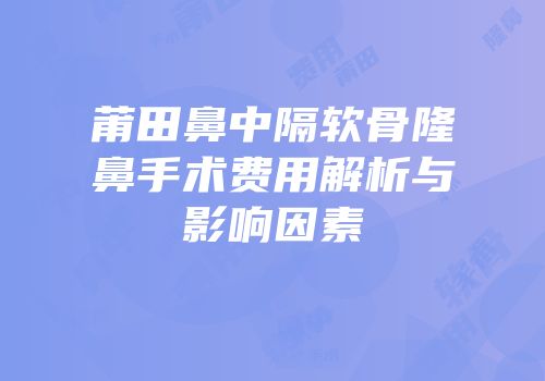莆田鼻中隔软骨隆鼻手术费用解析与影响因素