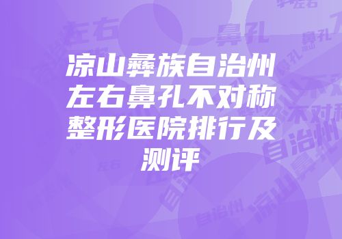 凉山彝族自治州左右鼻孔不对称整形医院排行及测评