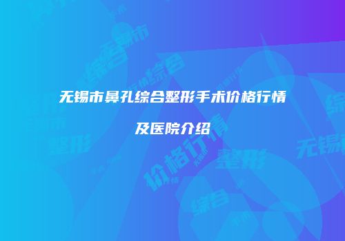 无锡市鼻孔综合整形手术价格行情及医院介绍
