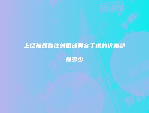 上饶玻尿酸注射面部美容手术的价格都是多少