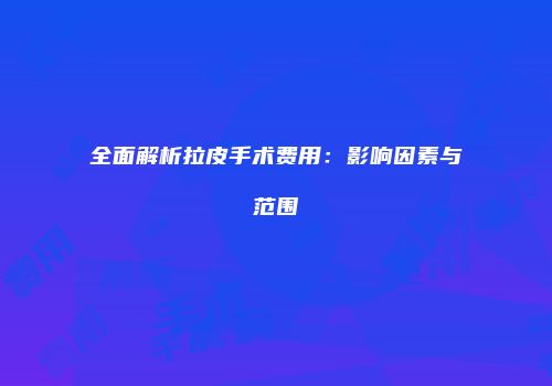全面解析拉皮手术费用：影响因素与范围