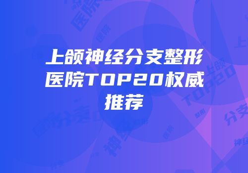 上颌神经分支整形医院TOP20权威推荐