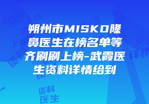 朔州市MISKO隆鼻医生在榜名单等齐刷刷上榜-武霞医生资料详情给到