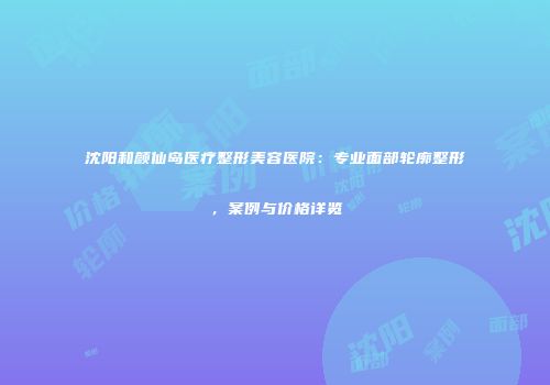 沈阳和颜仙岛医疗整形美容医院：专业面部轮廓整形，案例与价格详览