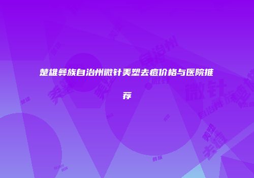 楚雄彝族自治州微针美塑去痘价格与医院推荐