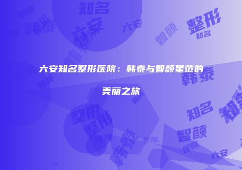 六安知名整形医院：韩泰与智颜星范的美丽之旅