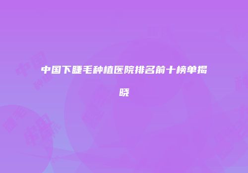 中国下睫毛种植医院排名前十榜单揭晓