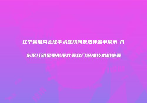 辽宁省泪沟去除手术医院网友热评名单展示-丹东李红明星整形医疗美容门诊部技术相媲美