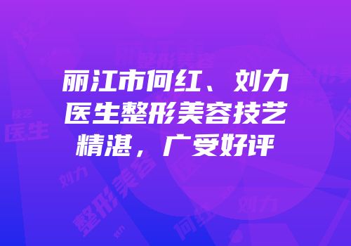 丽江市何红、刘力医生整形美容技艺精湛，广受好评
