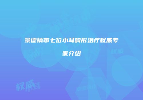 景德镇市七位小耳畸形治疗权威专家介绍