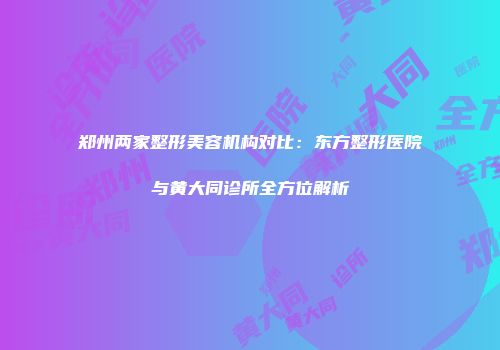郑州两家整形美容机构对比：东方整形医院与黄大同诊所全方位解析