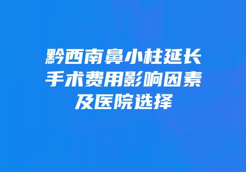 黔西南鼻小柱延长手术费用影响因素及医院选择
