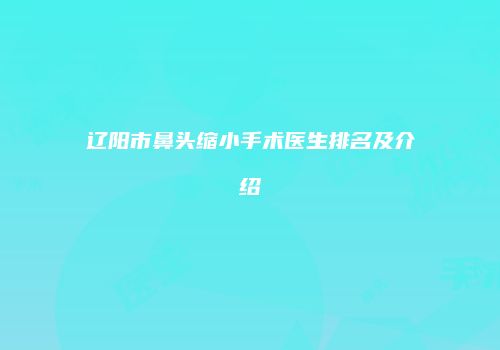 辽阳市鼻头缩小手术医生排名及介绍