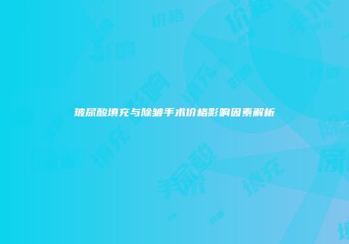 玻尿酸填充与除皱手术价格影响因素解析