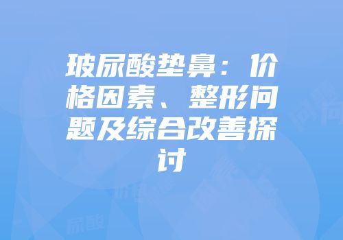 玻尿酸垫鼻：价格因素、整形问题及综合改善探讨