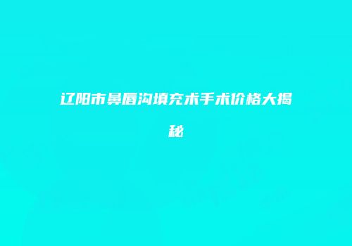 辽阳市鼻唇沟填充术手术价格大揭秘