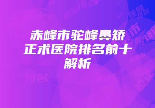 赤峰市驼峰鼻矫正术医院排名前十解析