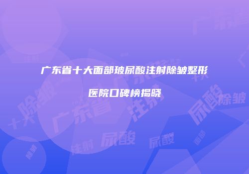 广东省十大面部玻尿酸注射除皱整形医院口碑榜揭晓