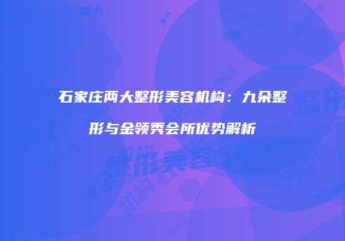 石家庄两大整形美容机构：九朵整形与金领秀会所优势解析