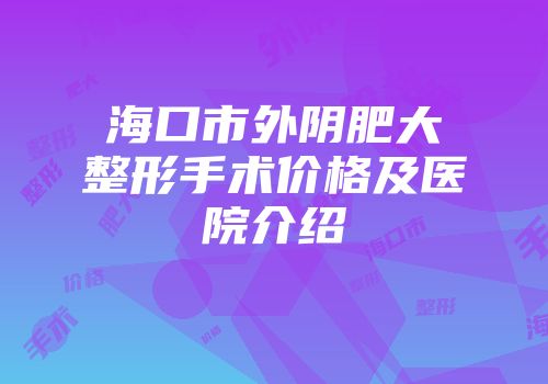海口市外阴肥大整形手术价格及医院介绍