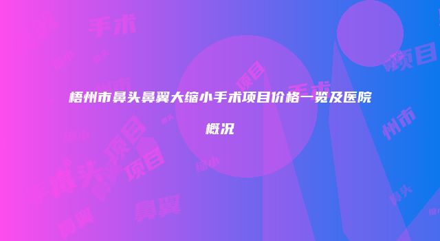 梧州市鼻头鼻翼大缩小手术项目价格一览及医院概况