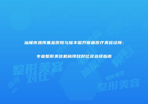 汕尾市逸挥基金医院与陆丰熙乔丽蕾医疗美容诊所：专业整形美容机构项目对比及选择指南