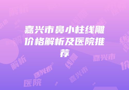 嘉兴市鼻小柱线雕价格解析及医院推荐