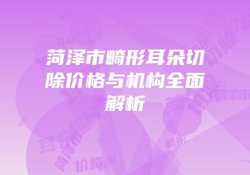 菏泽市畸形耳朵切除价格与机构全面解析