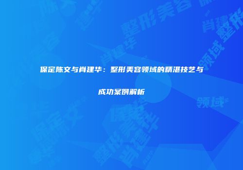 保定陈文与肖建华：整形美容领域的精湛技艺与成功案例解析