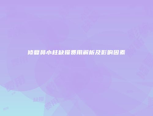 修复鼻小柱缺损费用解析及影响因素