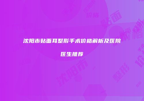 沈阳市贴面耳整形手术价格解析及医院医生推荐
