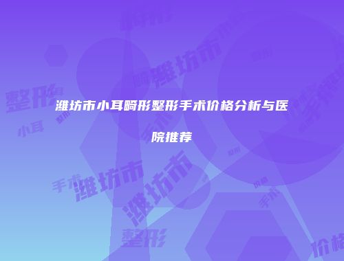 潍坊市小耳畸形整形手术价格分析与医院推荐