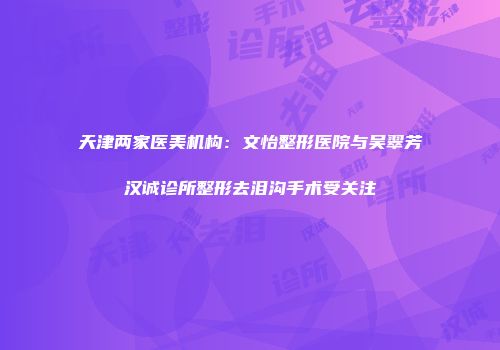 天津两家医美机构：文怡整形医院与吴翠芳汉诚诊所整形去泪沟手术受关注