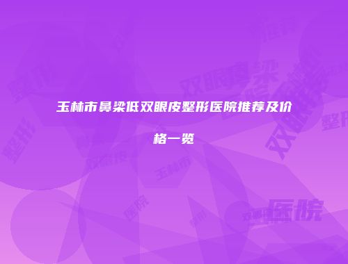 玉林市鼻梁低双眼皮整形医院推荐及价格一览
