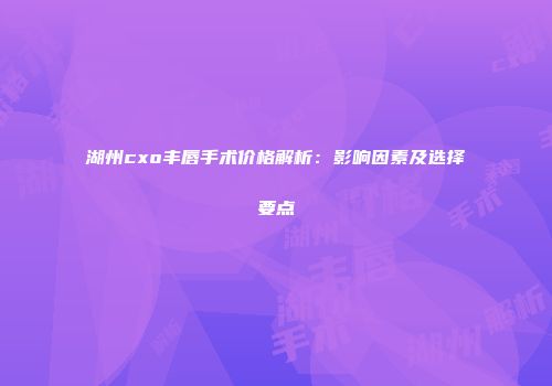湖州cxo丰唇手术价格解析：影响因素及选择要点