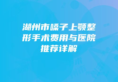 湖州市嗓子上颚整形手术费用与医院推荐详解